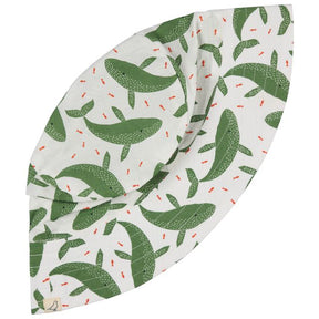 Reversible sun hat with green whales