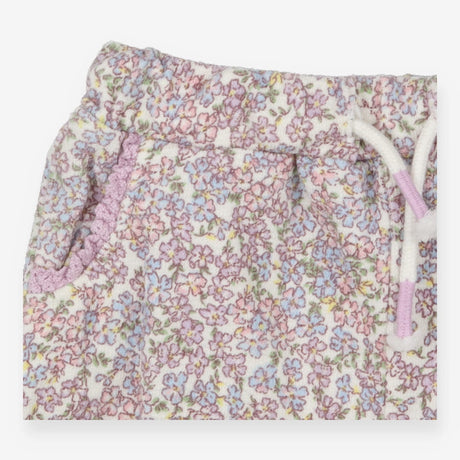 Shorts Purple and Blue Flowers Frill Trim