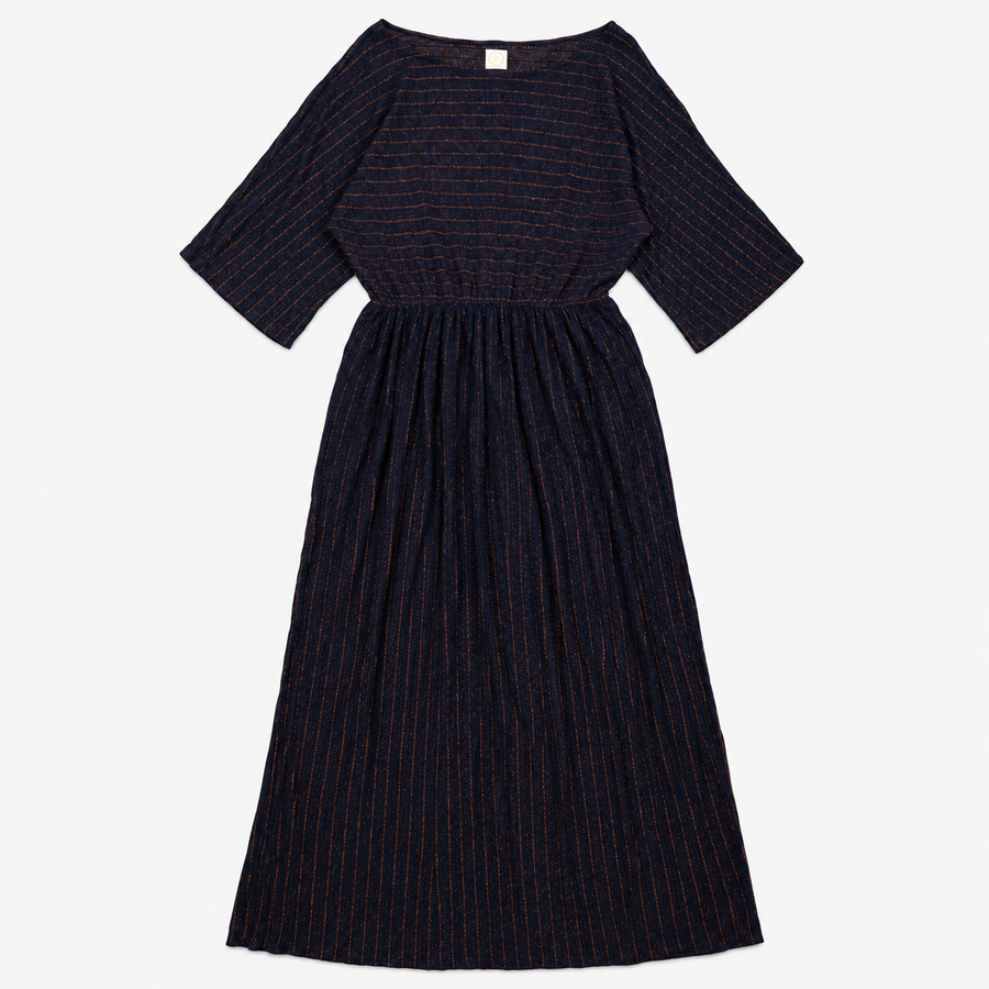 Josalina Metallic Lurex Knit Maxi Dress Navy Coppe
