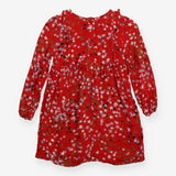 Dress LS ruffle shoulder red coloured stars