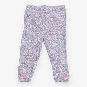 Leggings blue and pink floral with flower buttons