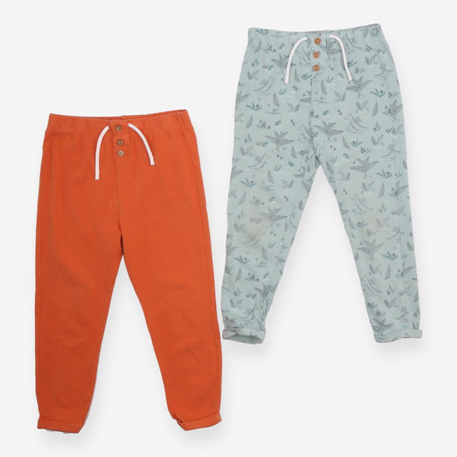 Orange and Green Leggings with Drawstring 2pc 