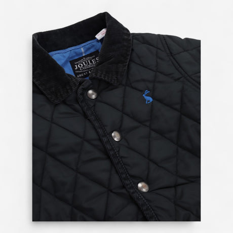 Grey quilted Coat with cord elbow patches