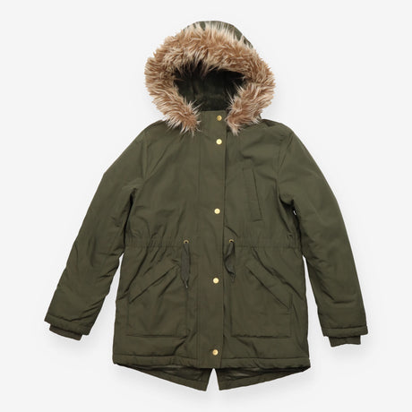 Parka Coat Khaki Fleece Lined Hood