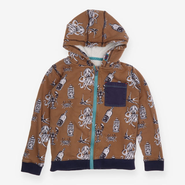 Hoodie brown under sea Octopus Lobsters