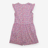 Shortie Jumpsuit Ruffle Shoulders Pink Ditsy Flowe
