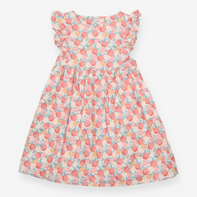 Dress Sleeveless Frill Peaches and Flowers