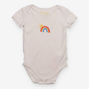 Bodysuit short sleeve white rainbow sun cloud