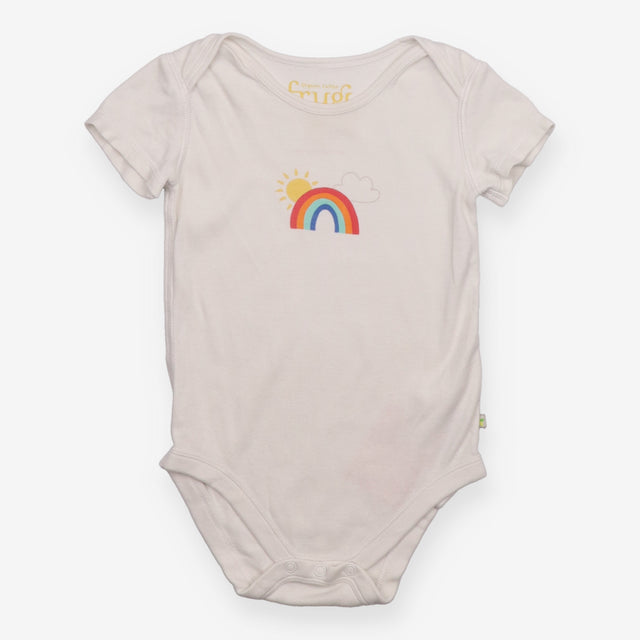 Bodysuit short sleeve white rainbow sun cloud