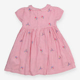 Dress Short Sleeve Collared Pink Stripe Flower App