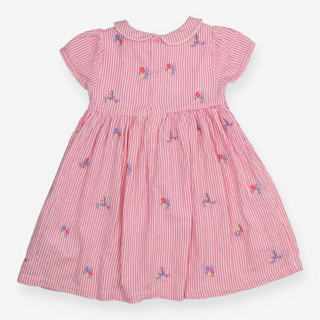 Dress Short Sleeve Collared Pink Stripe Flower App