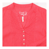 Vintage Linen Blouse Pink 3/4 Sleeve V Neck