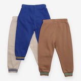 M&S joggers 3pc stripe cuff blue cream fawn