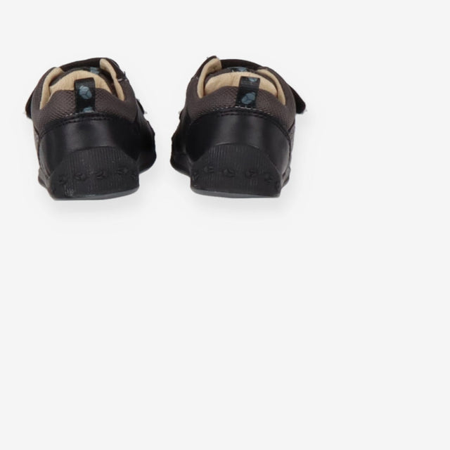 Black leather boys rip-tape first school shoes