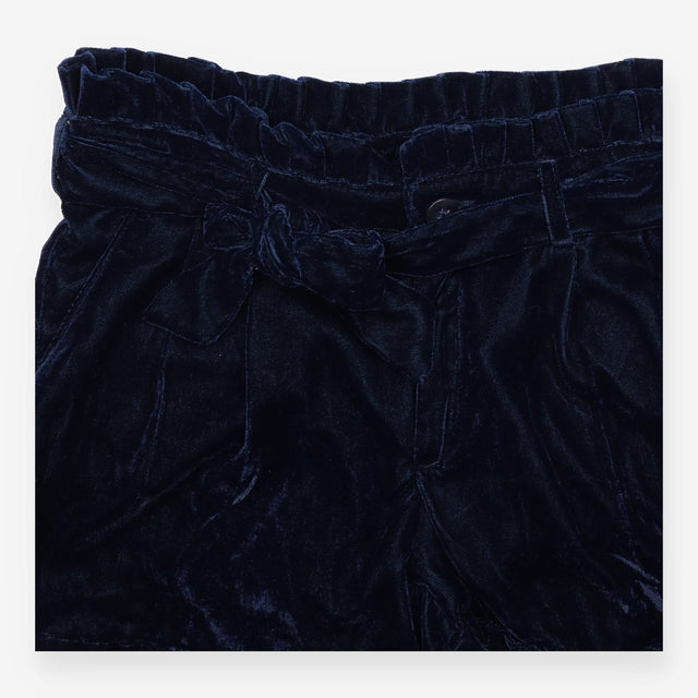 Navy velour shorts tie waist