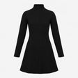 Mini Dress Black High Neck Ribbed