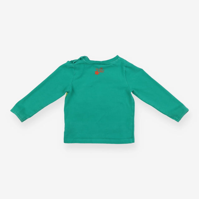 Long sleeve green t-shirt with grasshopper