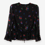 Boho Floral Blouse, Black