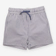 Blue and white drawstring waist swim shorts