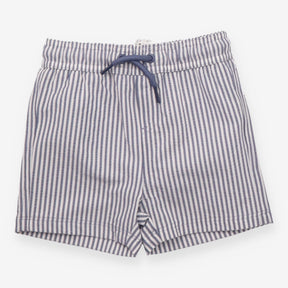 Blue and white drawstring waist swim shorts