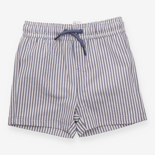 Blue and white drawstring waist swim shorts