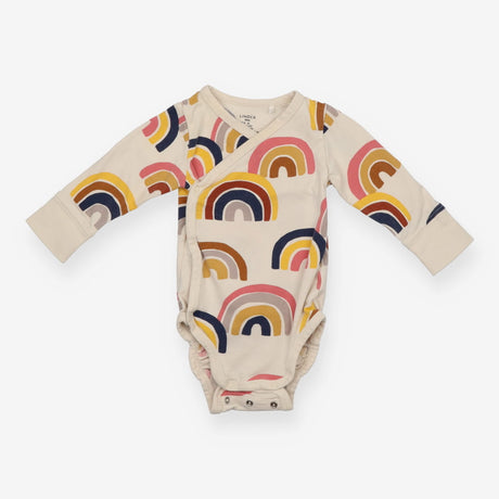 Bodysuit Long Sleeve Cream Rainbow Appliques