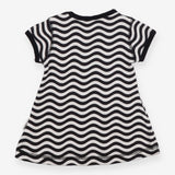 Jersey dress black and white waves