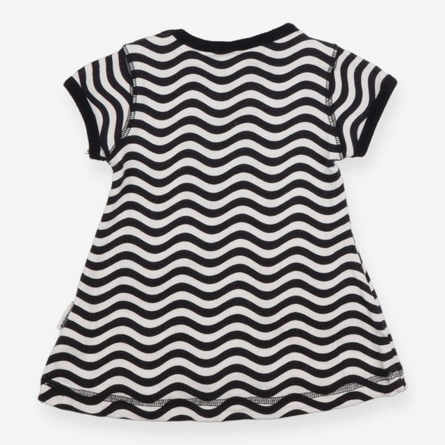 Jersey dress black and white waves
