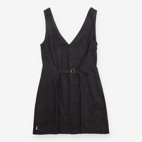 Hemp Blend Button Front Mini Dress Black