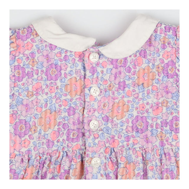 Dress and knickers pink floral smocked white colla