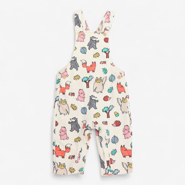 Jersey dungarees cream woodland animals