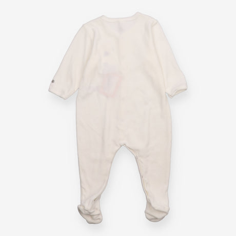 Sleepsuit Velour White with Bunny Applique