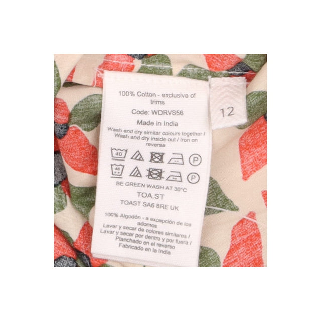 TOAST Red Green Floral Print Cotton Short Sleeve S