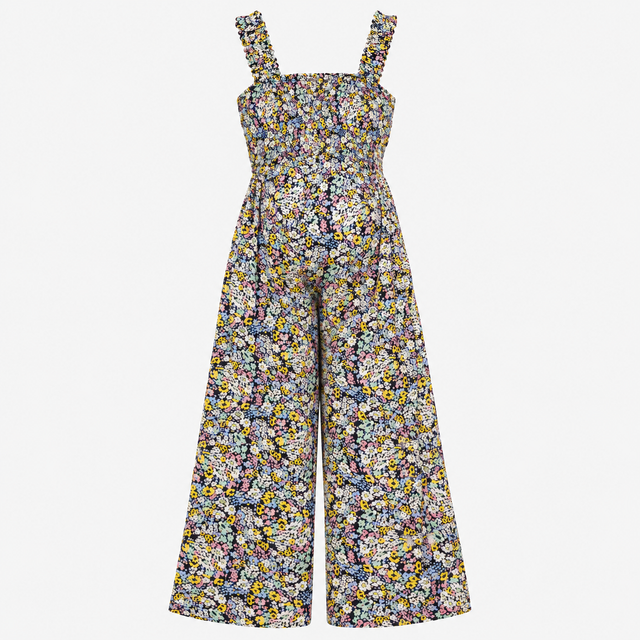 Floral Print Wide Leg Maternity Jumpsuit Sleeveles