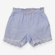 Shorts blue lace leg pink tie