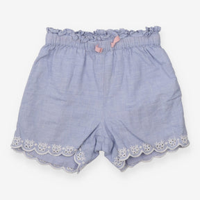 Shorts blue lace leg pink tie