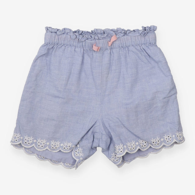 Shorts blue lace leg pink tie