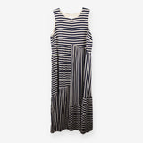 Dress Sleeveless Navy Cream Striped Midi Maternity