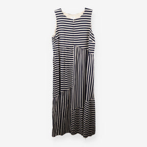Dress Sleeveless Navy Cream Striped Midi Maternity
