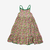 Green Strap Floral Tiered Dress