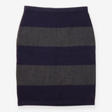 Navy & Grey Striped Fine Knit Pencil Skirt