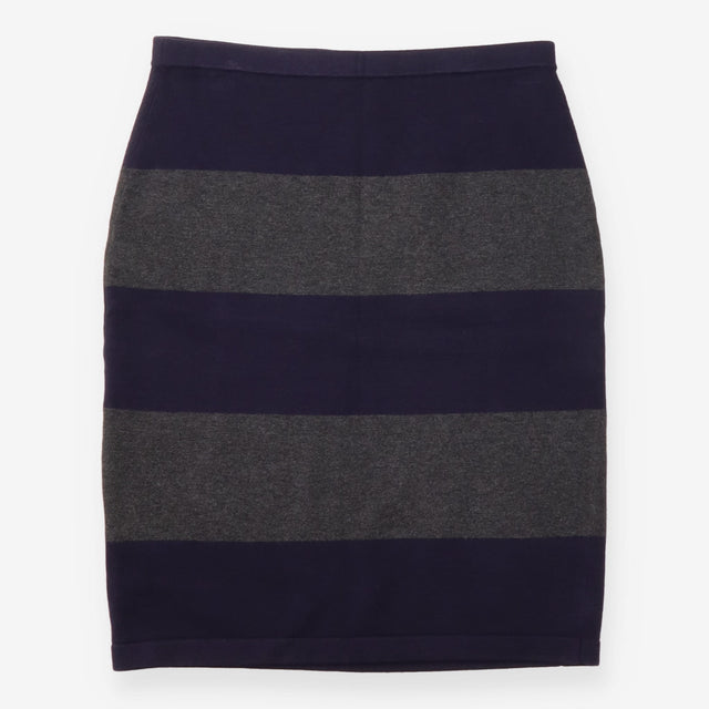 Navy & Grey Striped Fine Knit Pencil Skirt