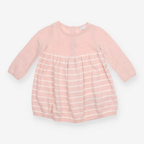 Dress Knit pink stripe skirt heart bodice LS