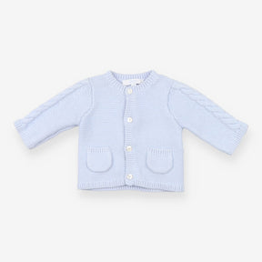 Baby Boy Blue Cashmere Mix Cardigan with Cable Kni