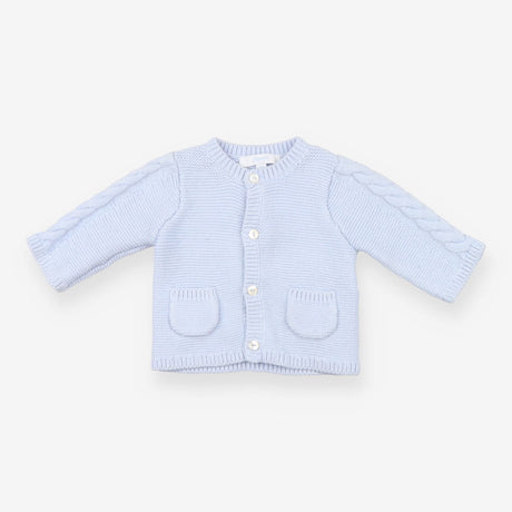 Baby Boy Blue Cashmere Mix Cardigan with Cable Kni