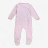 Sleepsuit Zipped Pink Floral with Applique Mouse H