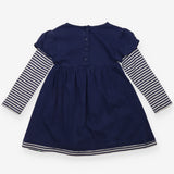 Dress LS jersey stripe sleeves navy blue