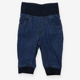 Jeans pull on navy cuff waist and bottoms