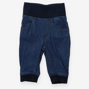 Jeans pull on navy cuff waist and bottoms