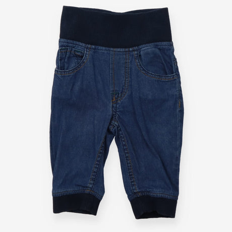 Jeans pull on navy cuff waist and bottoms